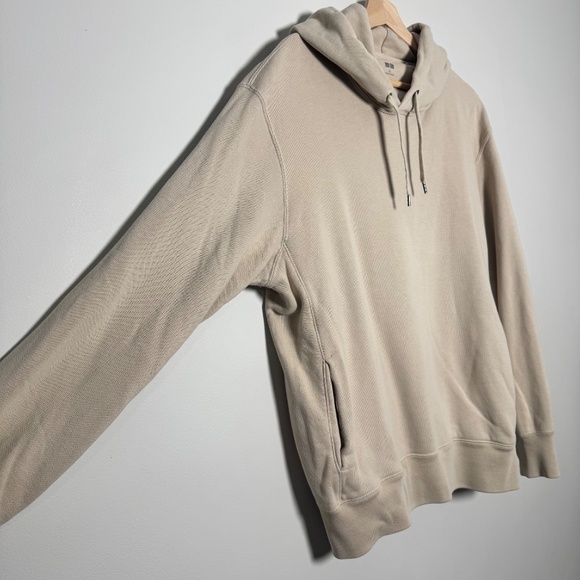 Uniqlo Sweat Pullover Cotton Hoodie in Beige Sz XL - Picture 3 of 7